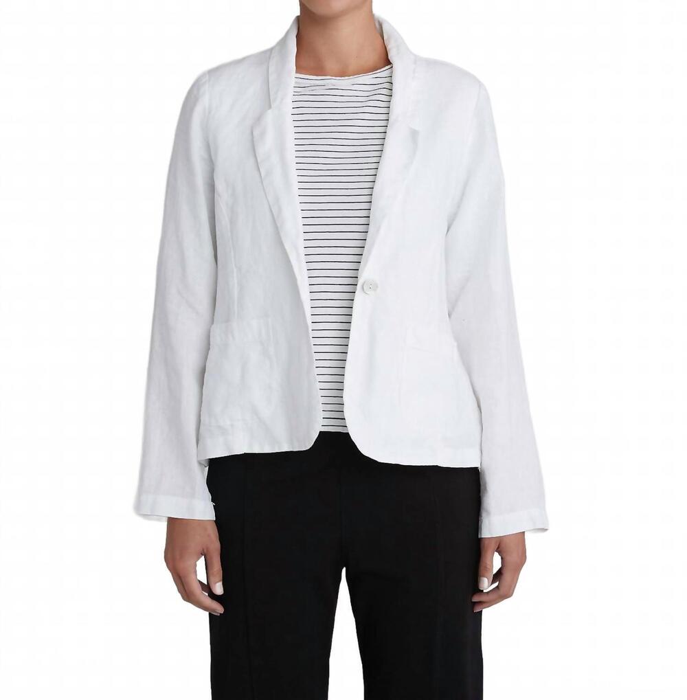 NEW CUT LOOSE solid linen button blazer in white